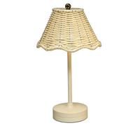 EcoGleam LED Rechargeable Rattan Table Lamp with 3 Color Temperature Cordless Wicker Desk Lamps Touch Control Dimmable Brightness for Bedroom Living Room Office Home Decor for Bedroom (Beige)