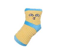 EcoGleam Plush Heavy Duty Dog Toy Cute Sock Shape Dog Toys Resistant Expression Dog Bite Toy Management for Teething Playing Small Medium Breeds (Yellow)