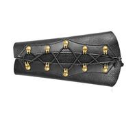 EcoGleam PU Leather Arm Guard Double-Layer Adjustable Protector for Archery Train (Black)