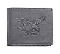 EcoGleam PU Leather Bifold Wallet Eagle Embossed Short Wallet for Men Daily Use (Grey)