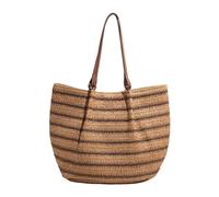 EcoGleam Starw Slouchy Shoulder Bag Large Capacity Summer Beach Travel Tote Waterproof Top Handle Purse for Women Travel Vacation Essentials (Khaki)