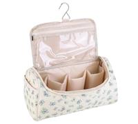 EcoGleam Wide Opening Floral Travel Cosmetic Organizer Large | Large opening zip purse; spacious 330x160x145mm; polyester fabric; floral print; padded interior; ideal for toiletries,
