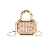EcoGleam Women Nylon Clutch Bag Lightweight & Portable Crossbody Bag with Detachable Strap Top Handle Bag Diamond Inlaid for Gift Commute Daily Casual Matching (Champagne)