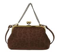 EcoGleam Women PU Leopard Shoulder Bag W/Chain Strap Kiss Lock Clutch Bag Daily (Coffee)