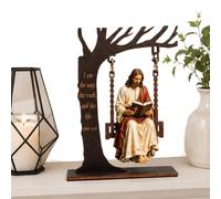 EcoGleam Wooden Jesus Swing Ornament - Religious Inspirational Desk