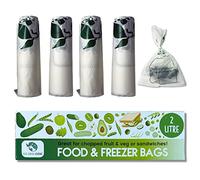 Ecogreenliving Eco Green Living Compostable Freezer Bags for Food Storage (2L x 4 Rolls, Total 140 Food Bags) | Eco-Friendly Certified Biodegradable & Leak Proof Sandwich Bags keeps your Food Fresh