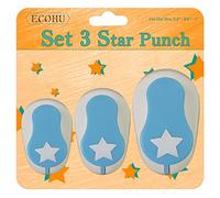 Ecohu Set 3 Star Paper Punch 0.3'' / 0.63'' / 1'', Scrapbooking Hole Punches Crafting, Design for Office Supplies, Card Making, DIY Photo Album.