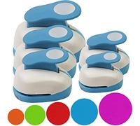 Ecohu Set 5 Circle Paper Punch 0.3'' / 0.6'' / 1'' / 1.5'' / 2'', Scrapbooking Hole Punches Crafting, Design for Office Supplies, Card Making, DIY Photo Album.