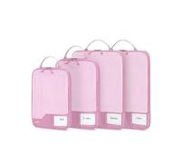 ECOHUB 4pcs Compression Packing Cubes, Suitcases Organiser Bag with Tag, Recycled Travel Bags Organiser for Backpack, Tear-resistant Packing Organiser for Carry On Luggage, Pink (Patent Pending)