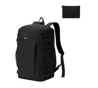 ECOHUB for New Ryanair Cabin Bag 40x30x20, 2Pcs Foldable Underseat Travel Backpack with Anti Theft Pocket, Lightweight Cabin Size Carry on Hand Luggage Bag for Men Women, 24L-Black