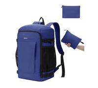 ECOHUB for New Ryanair Cabin Bag 40x30x20, 2Pcs Foldable Underseat Travel Backpack with Anti Theft Pocket, Water-resistant Cabin Size Carry on Rucksack for Airplanes, 24L-Dark Blue