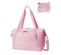 ECOHUB for Ryanair Cabin Bag 40x20x25, Underseat Foldable Travel Duffel Bag, Hand Luggage Holdall Bag for Airlines with Wet Pocket, Carry on Overnight Weekend Bag for Women Pink Patent Pending