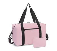 ECOHUB for Ryanair Cabin Bags 40x20x25, 2Pcs Foldable Underseat Holdall Carry On Bag, Anti-Tear Lightweight Travel Duffel Bag, Water-Resistant Overnight Weekend Bag for Women & Men, 20L-Pink