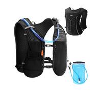 ECOHUB Lightweight Running Hydration Vest, Reflective Hydration Backpack with 2L Water Bladder For Men & Women, Adjustable & Breathable Running Backpack with 6 Pocket for Hiking Cycling Marathon-Black