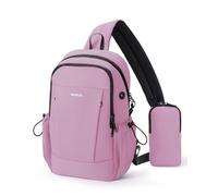 ECOHUB RFID Sling Crossbody Bags, Anti-Theft Cross Body Shoulder Travel Bag with Sturdy SBS Zippers, Water Resistant Hiking Casual Daypack for Women Men (Pink)