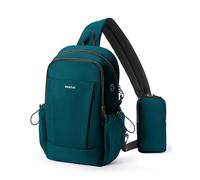 ECOHUB RFID Sling Crossbody Bags, Anti-Theft Cross Body Shoulder Travel Bag with Sturdy SBS Zippers, Water Resistant Hiking Casual Daypack for Women Men (Blue Green)