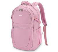 ECOHUB Travel Backpack for Women, 17.3 inch Suspended Laptop Backpack, Fashion Water-Resistant College Computer Bookbag, 28L Personal Item Bag with 12 Pockets for Causal, Work, Pink