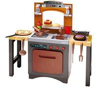 Ecoiffier 2-in-1 Play Kitchen Pizzeria - Variable Children's Kitchen with Restaurant Flair, Includes Stool, Kitchen Accessories, Burger, Pizza, for Children from 18 Months