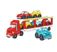 Ecoiffier - Abrick Car Transporter Toy - Large Truck Includes 6 Toy Cars with Passenger Ramp for Boys and Girls from 18 Months