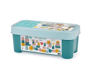 Ecoiffier BB Abrick 4-in-1 Activity Set for Toddlers, 41-Piece Montessori Sensory Toy Set for Ages 12+ Months, Includes Stacking Cups, Building Blocks, Nesting Beads & Teddy Bear Tower Made in France