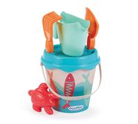 Ecoiffier Children's Beach Bucket 17 cm, Sardine Theme - Watering Can - Sieve Rake - Mould Included - From 18 Months - Children's Toy - 262 - French Origin Guarantee