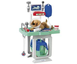 Ecoiffier Veterinary Clinic Playset - 15 Piece Veterinarian Toy for Kids Includes Plush Dog, Bandage, Examination Trolley, Carry Basket, for Children from 18 Months
