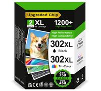 ECOINKO 302XL Ink Cartridges BK/CMY - 750/450+ Pages, Replacement for Original HP 302 ink cartridges black and colour, Printer Ink 302 XL for HP Envy 4520 4624 4527 Officejet 3830 5230 Deskjet 3630