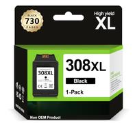 ECOINKO 308XL Black Ink - 730+ Pages, Replacement for Original HP 308 Ink Cartridges Black, Printer Ink 308 XL for HP Envy 6100e 6120e 6122e 6132e 6152e 6520e 6530e Deskjet 2910 2920 2921 2922