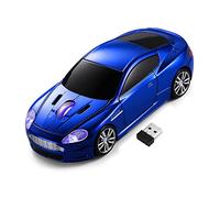 ECOiNVA for Aston Martin Wirelss Sports Car Shape Mouse Mice Computer Laptop Optical Mouse 2.4GHz USB Receiver AAA Battery Powered LED Light (Blue)