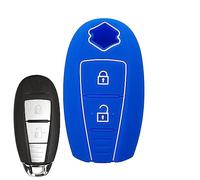 ECOiNVA for Suzuki Kizashi Auto Swift Sedan SX4 Grand Vitara S-Cross Alivio Jimny Silicone Car Key Case Fob Cover Remote Control Cases (C-Blue)