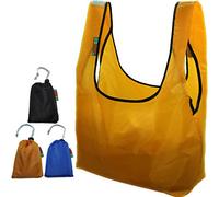 EcoJeannie RBS034 Ripstop Nylon Foldable Reusable Bag, Black+Mustard+Royal Blue