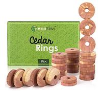 ecoKiwi Moth Repellent for Wardrobes Cedar Rings - 28 Pack - 100% Natural Cedar Balls - Anti Moth Products - Cedarwood Oil Moth Repellent for Rooms & Clothes - Moth Balls for Wardrobe with Sandpaper