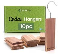 ecoKiwi Moth Repellent for Wardrobes & Clothes - 10 Pack Cedar Wood Hanging Blocks - Cedarwood Moth Repellent Wardrobe Freshener - 100% Natural Oil Storage for Drawers with Sandpaper