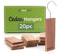 ecoKiwi Moth Repellent for Wardrobes & Clothes - 20 Pack Cedar Wood Hanging Blocks - Cedarwood Moth Repellent Wardrobe Freshener - 100% Natural Oil Storage for Drawers with Sandpaper