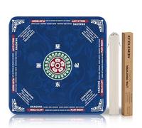 ECOLEMON Crease-Free Mahjong Mat for Table, American Mahjong Mat with Charleston Rules, 31.5 x 31.5 inch Non-Slip Rubber Backing Noise-Reducing Mah Jongg Learning Mat with Carrying Bag (Blue)