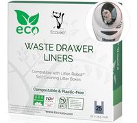 EcoLeo Liners, Compatible with Litter-Robot Automatic Litter Box Waste Drawer, Certified Compostable, Plastic-free Trash Bags with Handles for Self-Cleaning Litter Boxes (25-count)