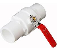 ECOLFE ball valve,isolation valve, PVC Ball Valve 2 Way Slip Ends Water Shut Off Flow Controller Valve with Red Non-Slip Handle (Size : 25mm) (Size : 63mm) (Size : 63mm)