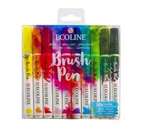 Ecoline Brush Pen Set of 10 Liquid Watercolor Pens - Bright Colors | Blendable Brush Markers for Hand Lettering, Drawing, & Crafts