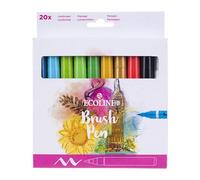 Ecoline Brush Pen Set of 20 Liquid Watercolor Pens - Basic Colors | Blendable Brush Markers for Hand Lettering, Drawing, & Crafts