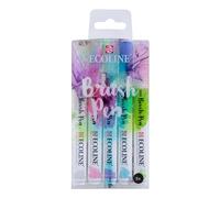 Ecoline Brush Pen Set of 5 Liquid Watercolor Pens - Pastel Colors | Blendable Brush Markers for Hand Lettering, Drawing, & Crafts