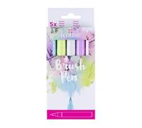Ecoline Brush Pen Set of 5 Liquid Watercolor Pens - Pastel Colors | Blendable Brush Markers for Hand Lettering, Drawing, & Crafts