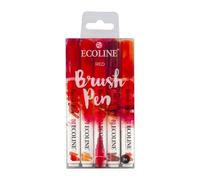 Ecoline Brush Pen Set of 5 Liquid Watercolor Pens - Red Shades | Blendable Brush Markers for Hand Lettering, Drawing, & Crafts