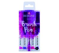 Ecoline Brush Pen Set of 5 Liquid Watercolor Pens - Violet Shades | Blendable Brush Markers for Hand Lettering, Drawing, & Crafts