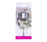 Ecoline Brush Pen Set of 5 Liquid Watercolor Pens - Grey Shades | Blendable Brush Markers for Hand Lettering, Drawing, & Crafts