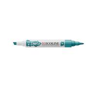 Ecoline Duotip Marker - Bluish Green 640 - Dual Nib Watercolor Pen for Fine & Broad Lines - Blendable, Vibrant Colours
