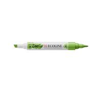 Ecoline Duotip Marker - Light Green 601 - Dual Nib Watercolour Pen - Slim Bullet & Chisel Tip - Ideal for Drawing, Illustration & Calligraphy - Brilliant Dye-Based Colours