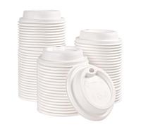 ECOLipak 100% Compostable Coffee Cup Lids 200 Count，3.54 inch Disposable Cup Lid Made from Sugarcane, Suitable for 10 oz, 12 oz, 16 oz, and 20 oz Paper Cups