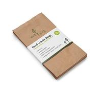 ecoLiving 10 Litre Compostable Food Waste Paper Bags (25 Paper Bin Bags) - Super Sturdy Caddy Bin Bag/Food Waste Bin Liner/Biodegradable Brown Paper Sack - Composting Food Bags