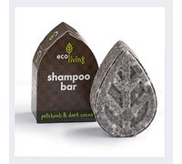 ecoLiving 85g Pure Organic Hair Shampoo Bar (50+ Washes) - pH Balanced, Zero Plastics or GMOs - Vegan & Cruelty Free - Perfect Hair Shampoo Bar for Natural and Greasy Hair - (Patchouli & Dark Cocoa)