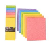 ecoLiving Compostable Sponge Cleaning Cloths - Dishcloth - Eco Friendly & Sustainable Biodegradable Sponge Cloths | Made of Cellulose & Cotton | Reusable Kitchen Cleaning Cloth(6 Pack Ranbow Bright)